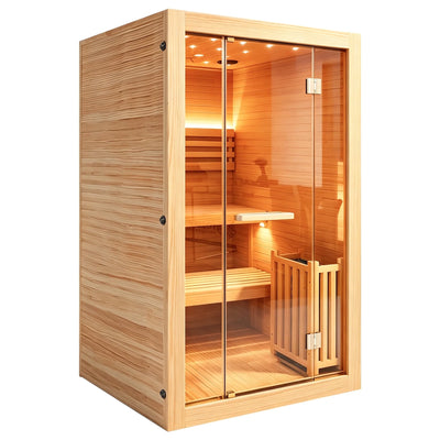 Traditional Steam Sauna Designed for Home Use, Chile Pine Wood, 3000W Heater, LED Lights, Built-In Speakers