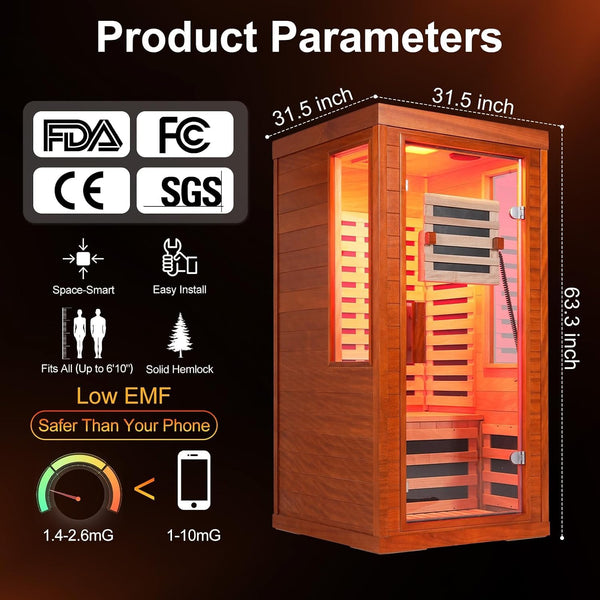 Infrared Sauna with Red Light Therapy 660Nm & 850Nm
